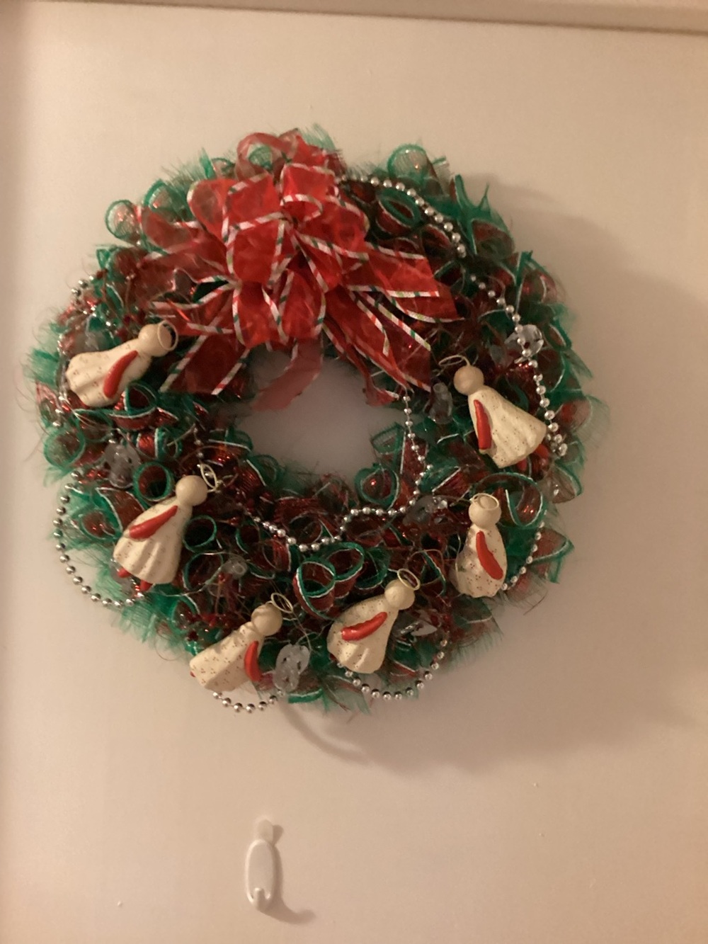 Homemade Christmas wreath with angels